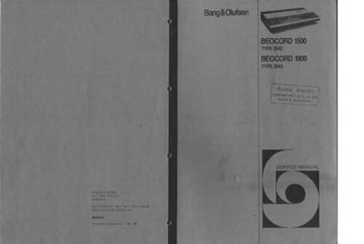 Bang and Olufsen Beocord 1900 (C) service manual PDF